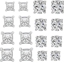 WAINIS 8 Pairs Stainless Steel Magnetic Stud Earrings for Men Women Non-piercing CZ Hypoallergenic Earrings 5-8mm