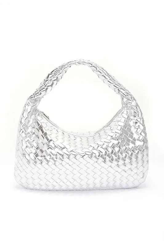 Weaved Faux Leather Soft Top Handle Shoulder Bag