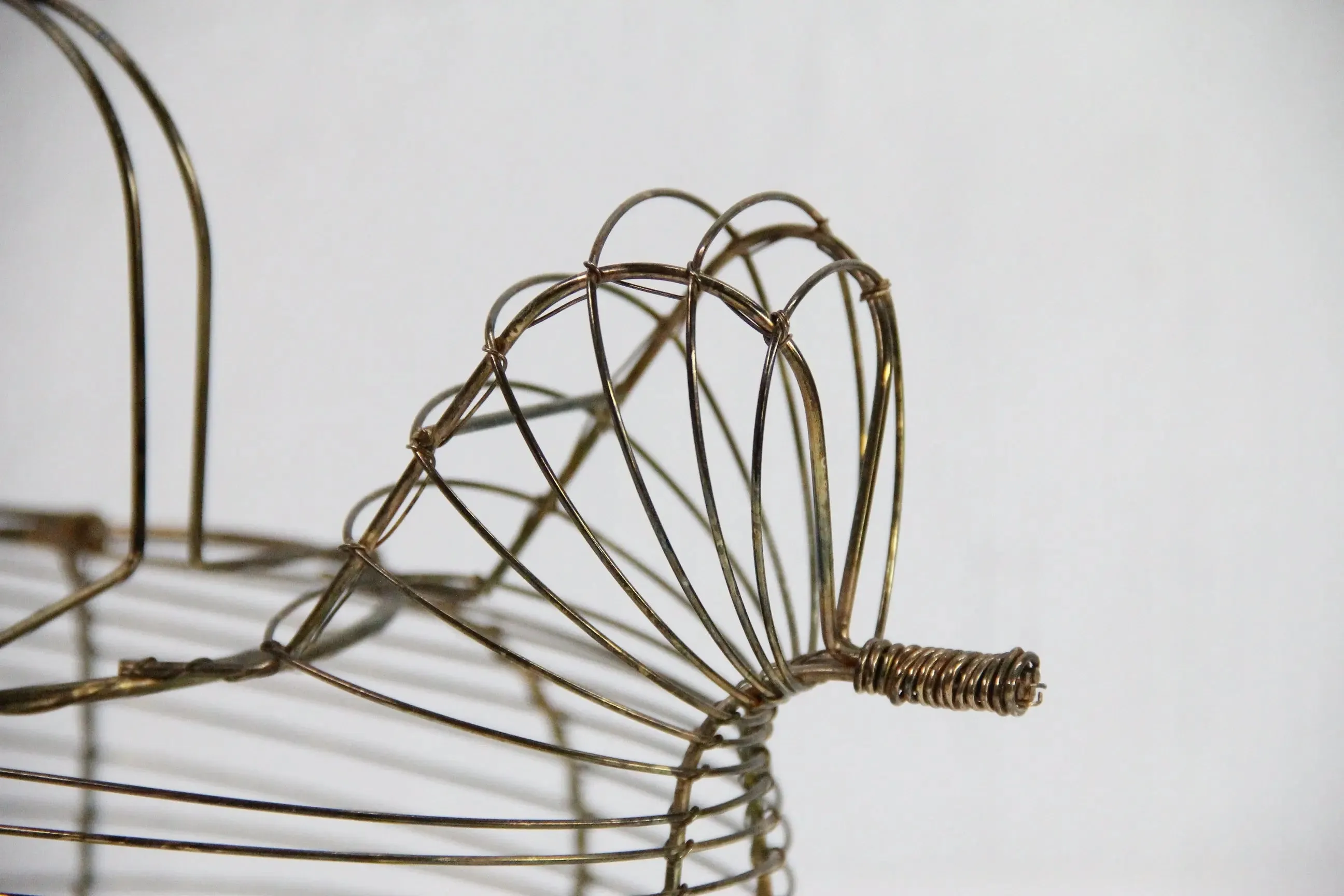Wire Egg Basket Vintage | Brass Tone Bird-Gathering