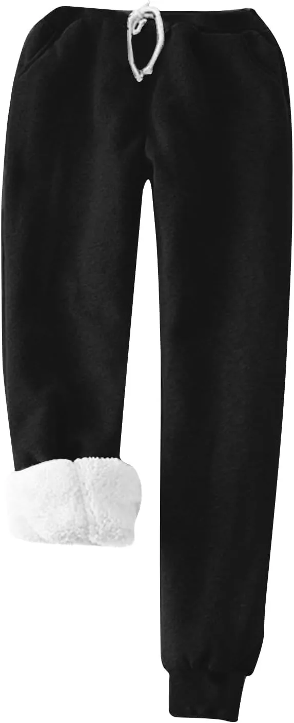 Women Sherpa Fleece Lined Sweatsuit with Pants Sets Winter Warm Crewneck Tops Joggers 2 Piece Outfit Tracksuits