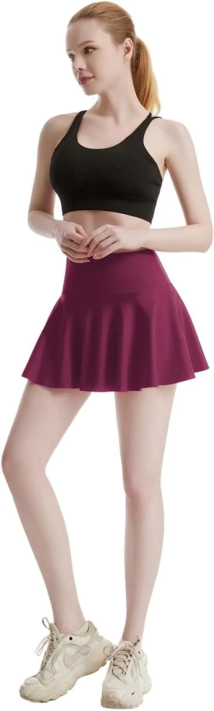Women Tennis Skirt Golf Skorts Athletic High Waisted with 2 Pockets Inner Shorts Sport Workout Pleated Pickleball
