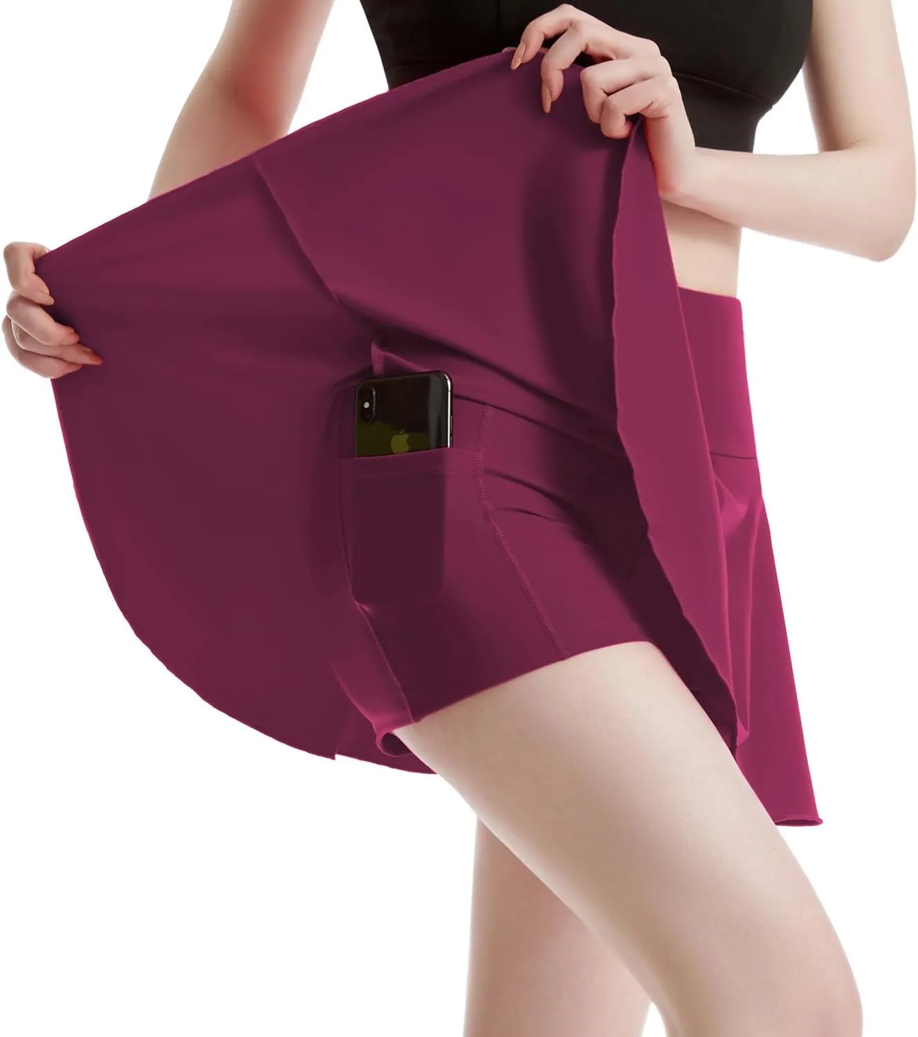 Women Tennis Skirt Golf Skorts Athletic High Waisted with 2 Pockets Inner Shorts Sport Workout Pleated Pickleball