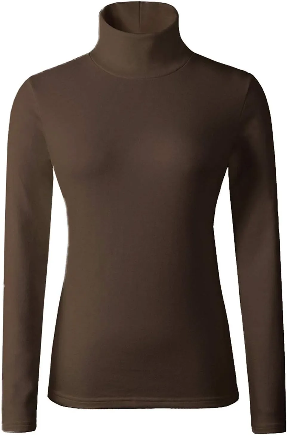 Women's Basic Long Sleeve Turtleneck T-Shirt Solid Casual Slim Cotton Top Base Layers