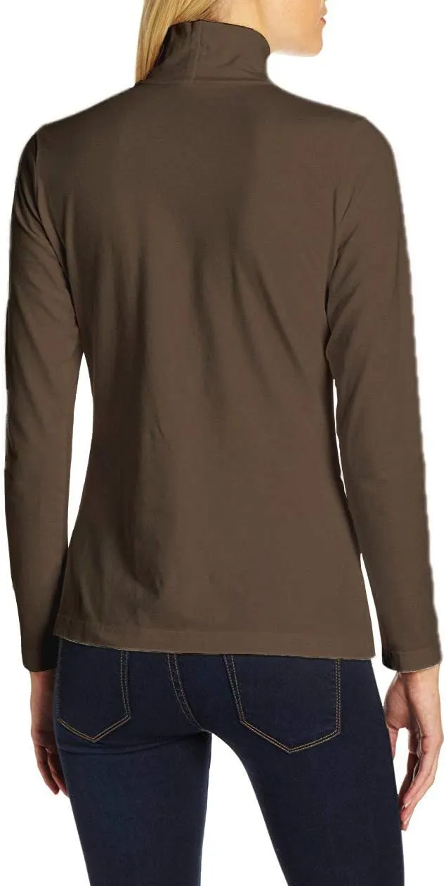 Women's Basic Long Sleeve Turtleneck T-Shirt Solid Casual Slim Cotton Top Base Layers