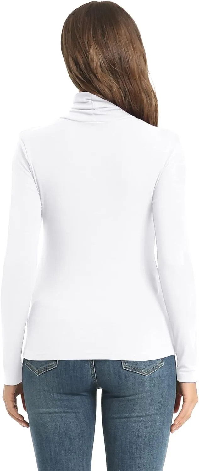 Women's Casual Long Sleeve Turtleneck Tops Slim Fitted Lightweight Base Layer Shirts
