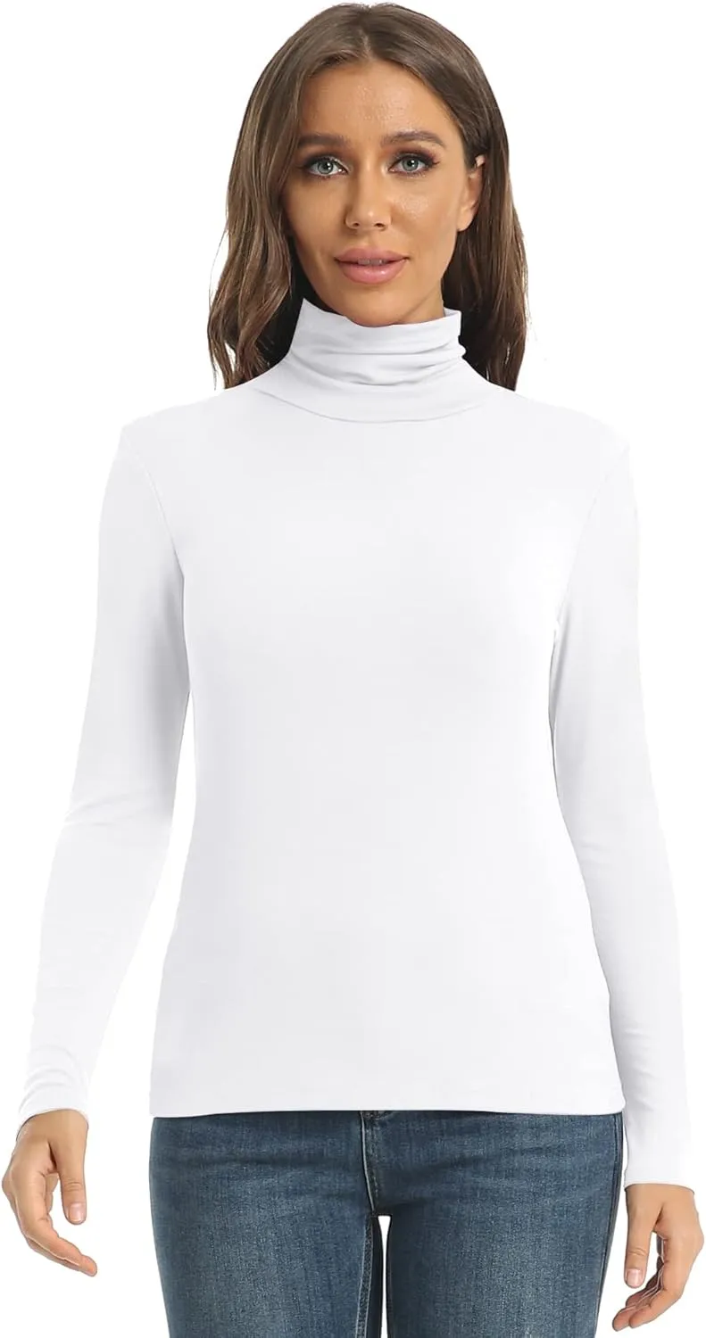 Women's Casual Long Sleeve Turtleneck Tops Slim Fitted Lightweight Base Layer Shirts