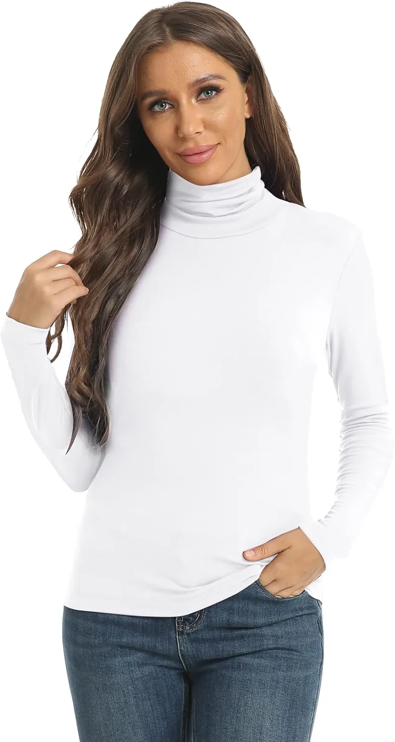 Women's Casual Long Sleeve Turtleneck Tops Slim Fitted Lightweight Base Layer Shirts