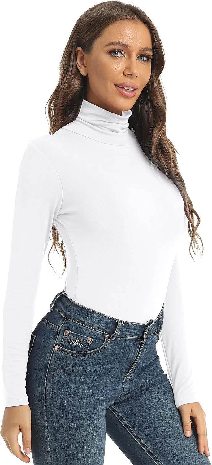 Women's Casual Long Sleeve Turtleneck Tops Slim Fitted Lightweight Base Layer Shirts