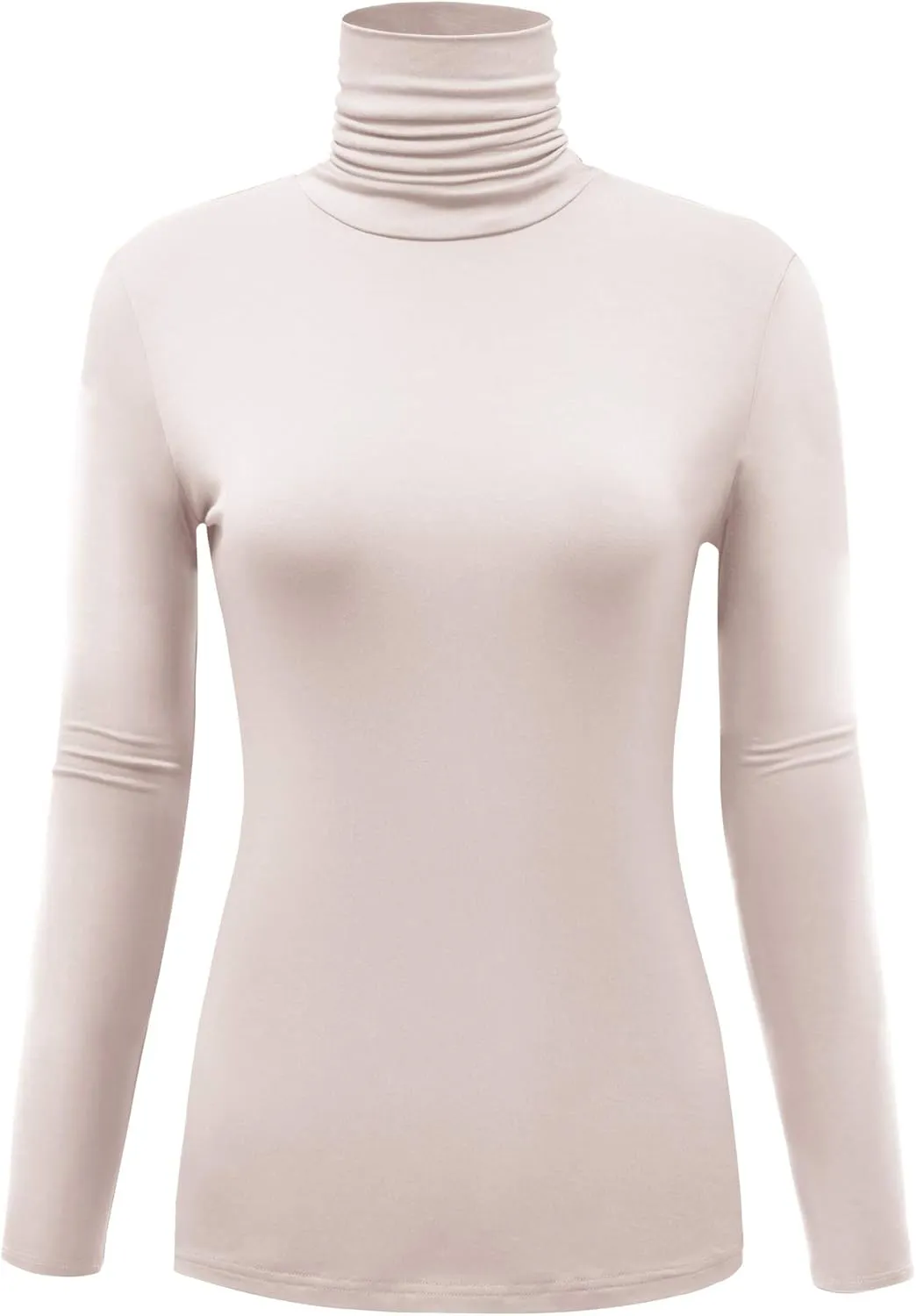 Women's Long Sleeve Lightweight Turtleneck Top Slim Fit Pullover T-Shirt (S-XXL)