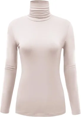 Women's Long Sleeve Lightweight Turtleneck Top Slim Fit Pullover T-Shirt (S-XXL)