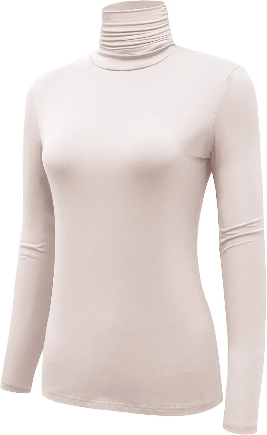 Women's Long Sleeve Lightweight Turtleneck Top Slim Fit Pullover T-Shirt (S-XXL)