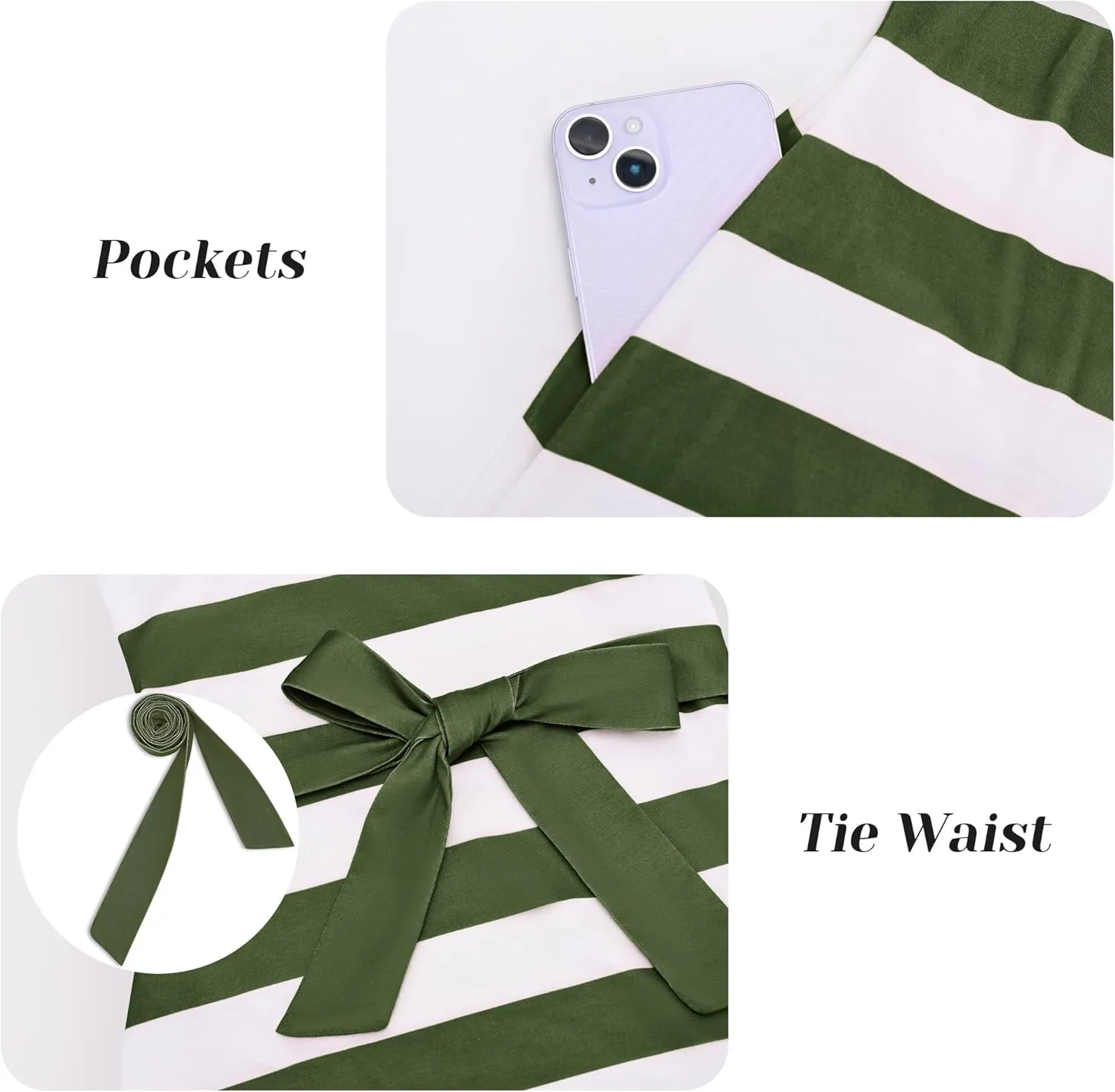 Women's Summer Dresses 2025 Striped Cap Sleeve T Shirt Crewneck Casual Dress A Line Tie Waist with Pockets