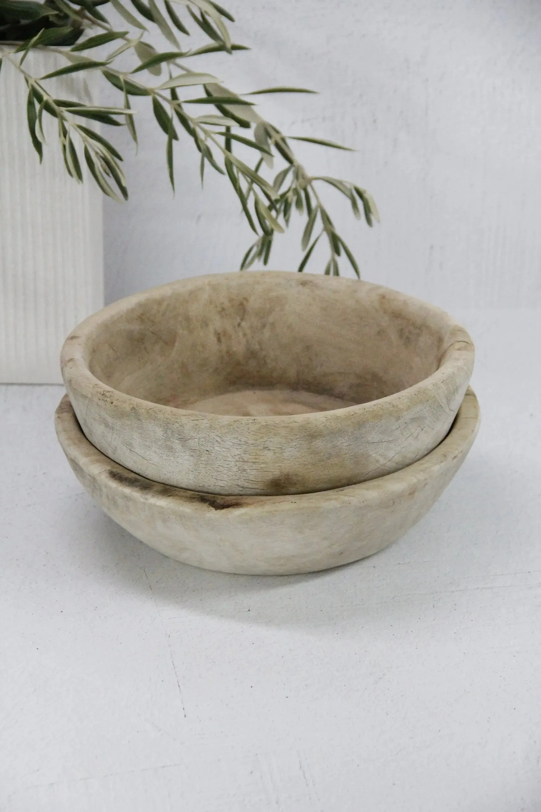 Wooden Dough Bowl Antique | Medium Hand Carved | Catchall