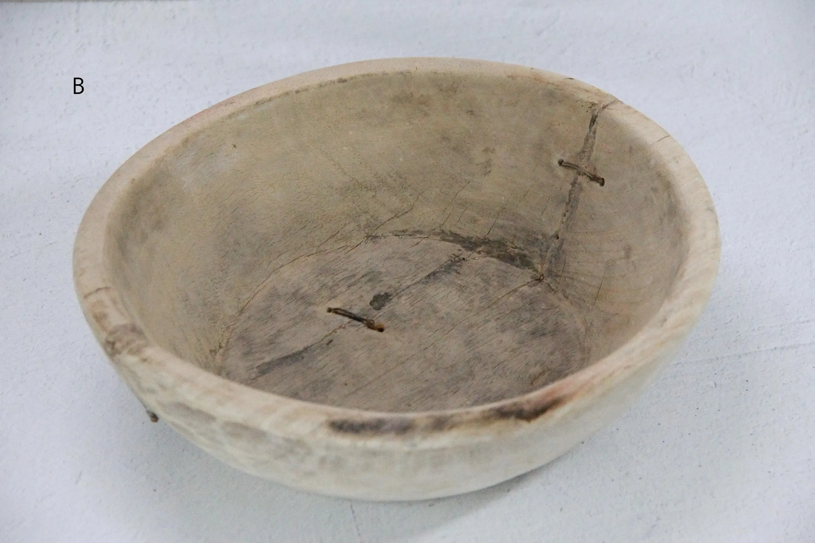 Wooden Dough Bowl Antique | Medium Hand Carved | Catchall