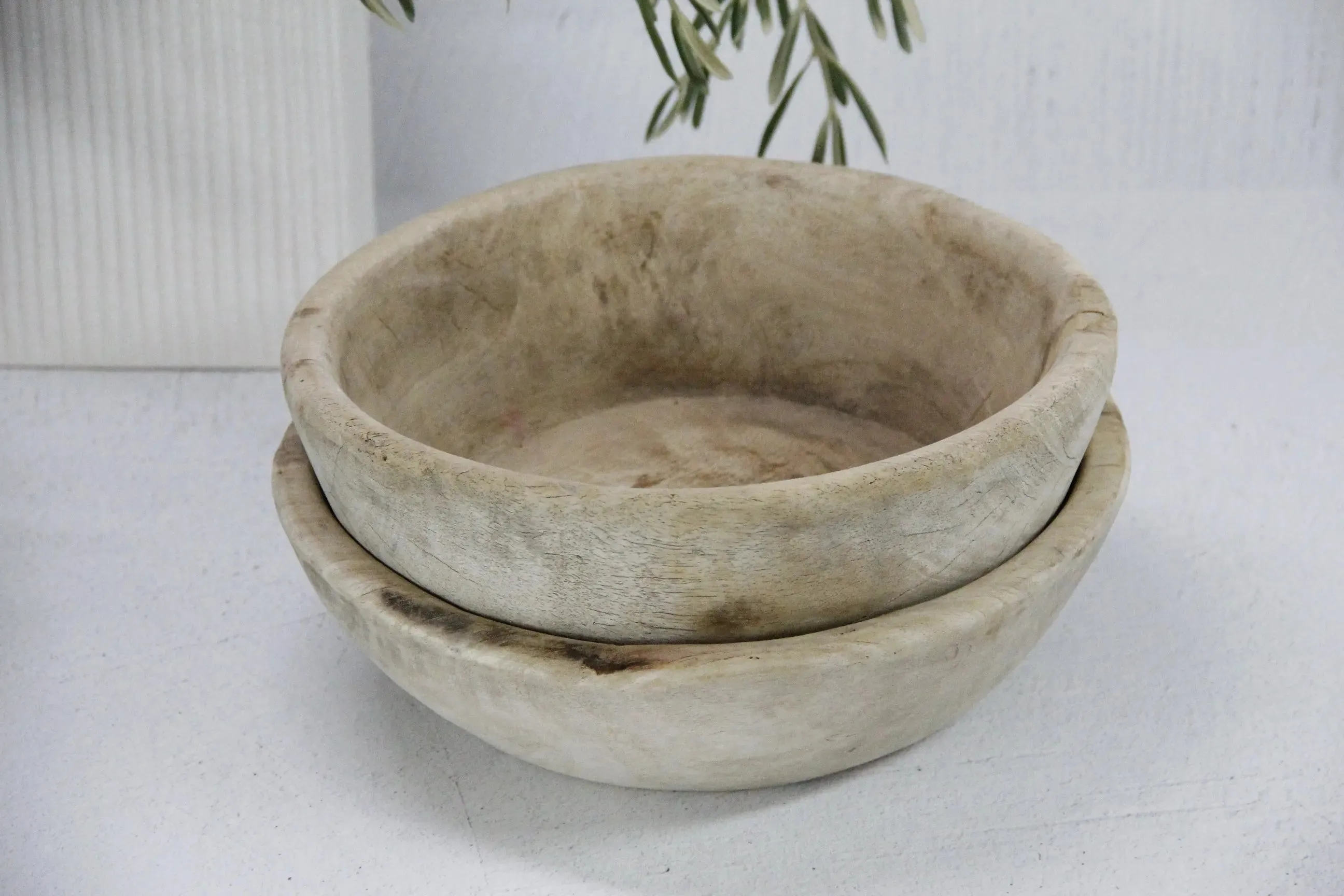 Wooden Dough Bowl Antique | Medium Hand Carved | Catchall