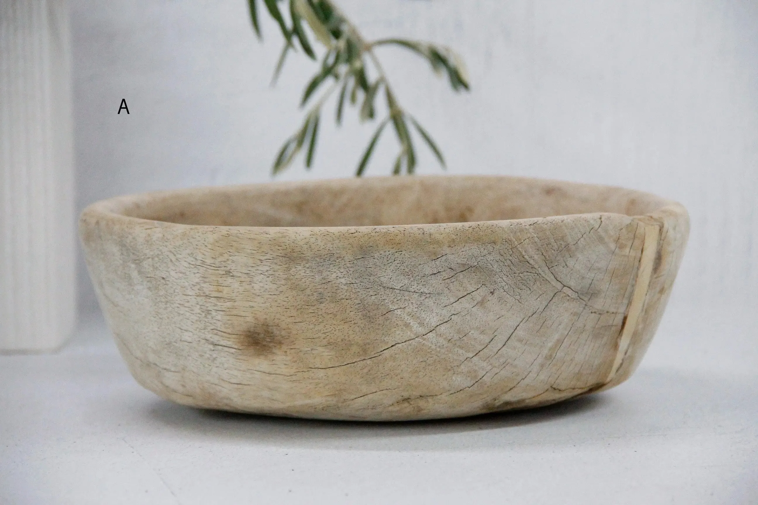 Wooden Dough Bowl Antique | Medium Hand Carved | Catchall
